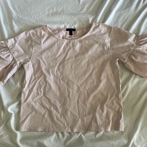 Pink peplum sleeve cropped blouse